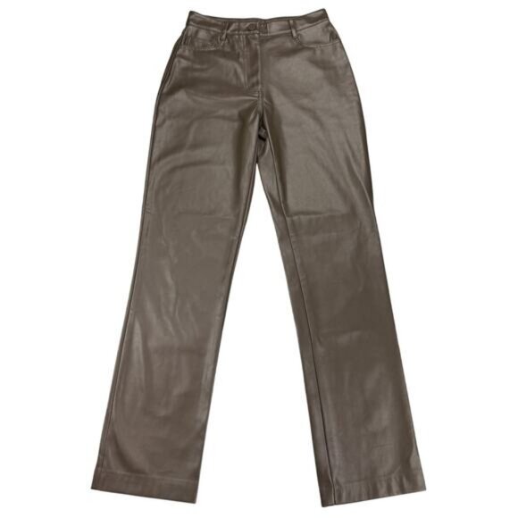 Oak+Fort Slim Fit Vegan Leather Pant In Turkish Coffee Size 0 - Picture 4 of 9